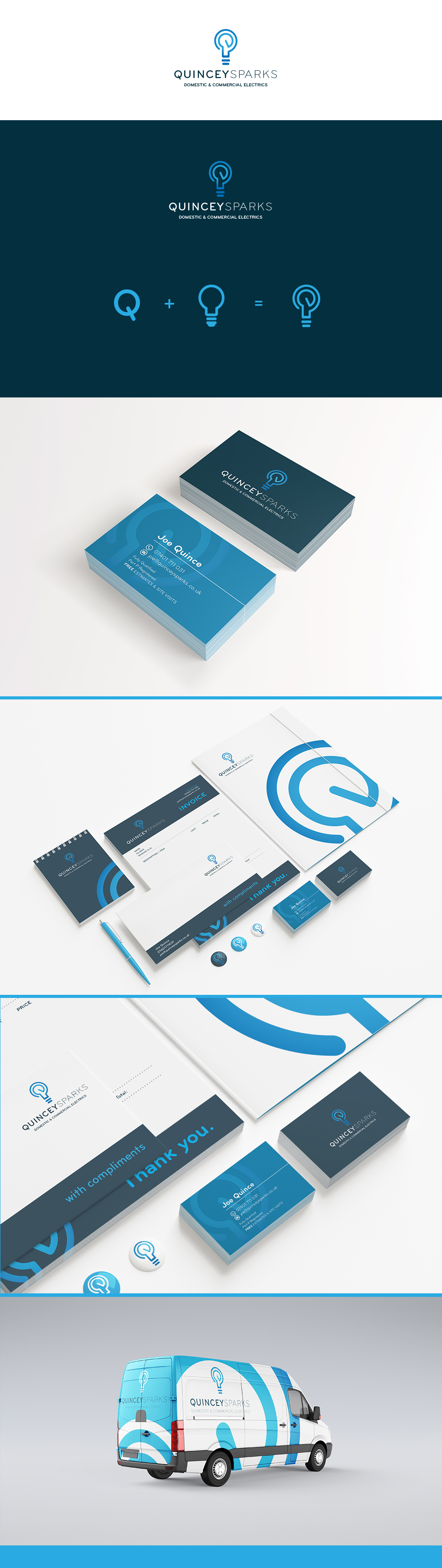 Quincey Sparks Logos, Stationery and Vehicle Branding